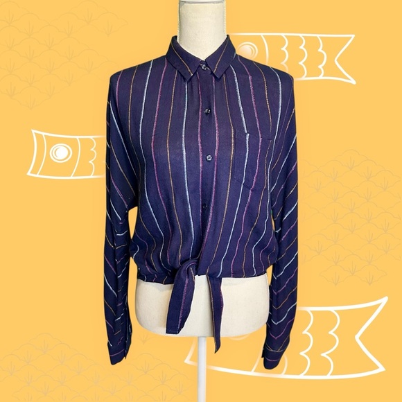Rails ‘Rylan’ Striped Navy Blue Women's Top in “Santiago Stripe” Size Small - Picture 2 of 14